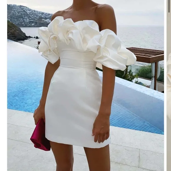 Dresses Post Meridiem Whiteivory Mini Dress Meringue Reception - Main Image